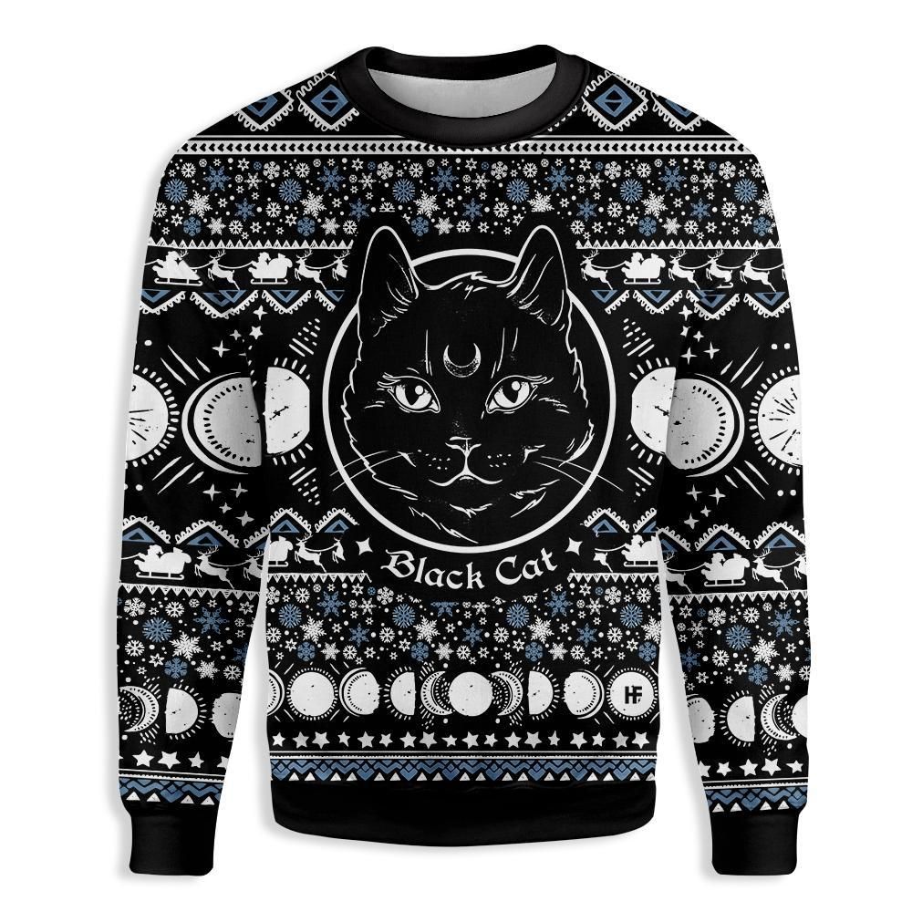 Moon Phase Cute Cat Christmas Wicca EZ19 1410 All Over Print Sweatshirt