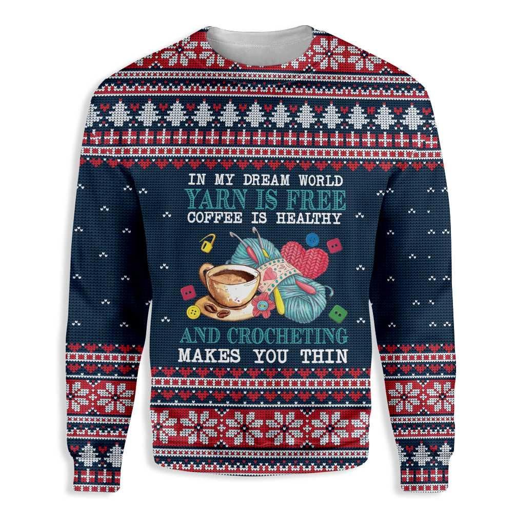 Ugly Christmas Yarn Is Free Crochet Sewing EZ12 1310 All Over Print Sweatshirt