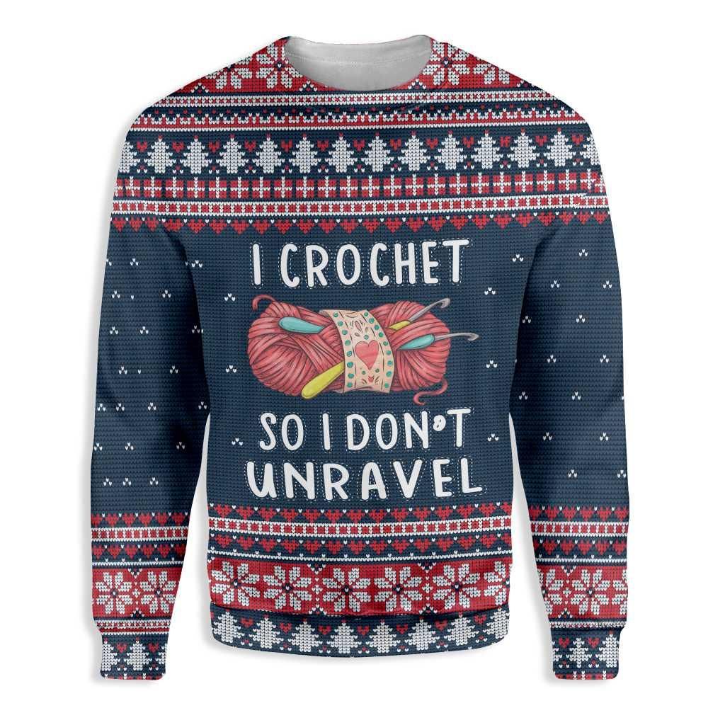 Ugly Christmas I Crochet So I Don't Unravel Sewing EZ12 1310 All Over Print Sweatshirt
