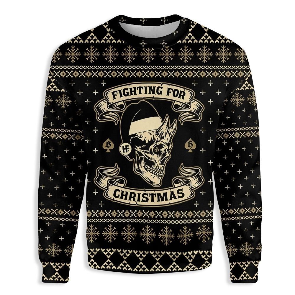 Fighting For Christmas Skull EZ24 1210 All Over Print Sweatshirt