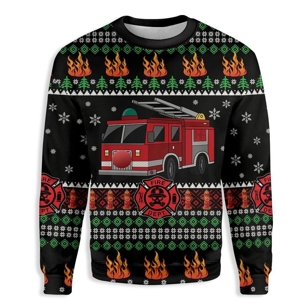 Firefighter Truck Merry Christmas 3D Sweatshirt EZ15 1210 All Over Print Sweatshirt
