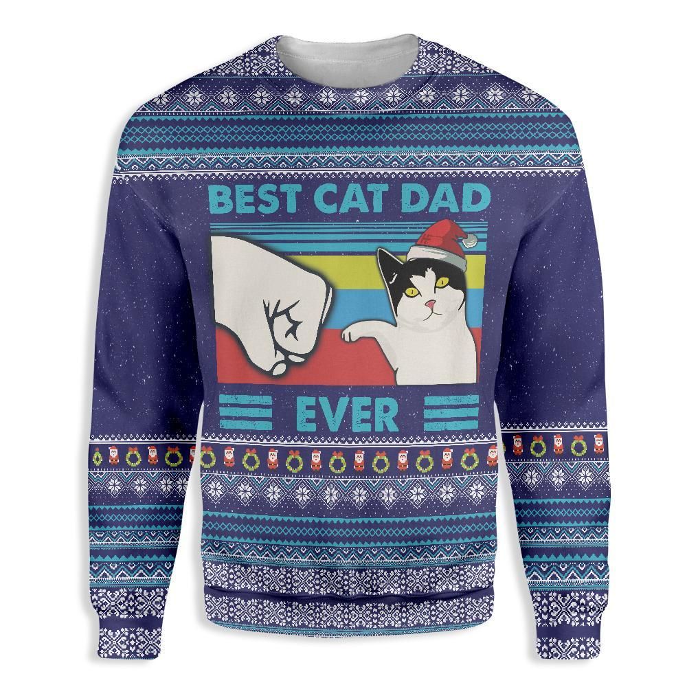 Ugly Christmas Best Cat Dad Ever EZ12 0610 All Over Print Sweatshirt