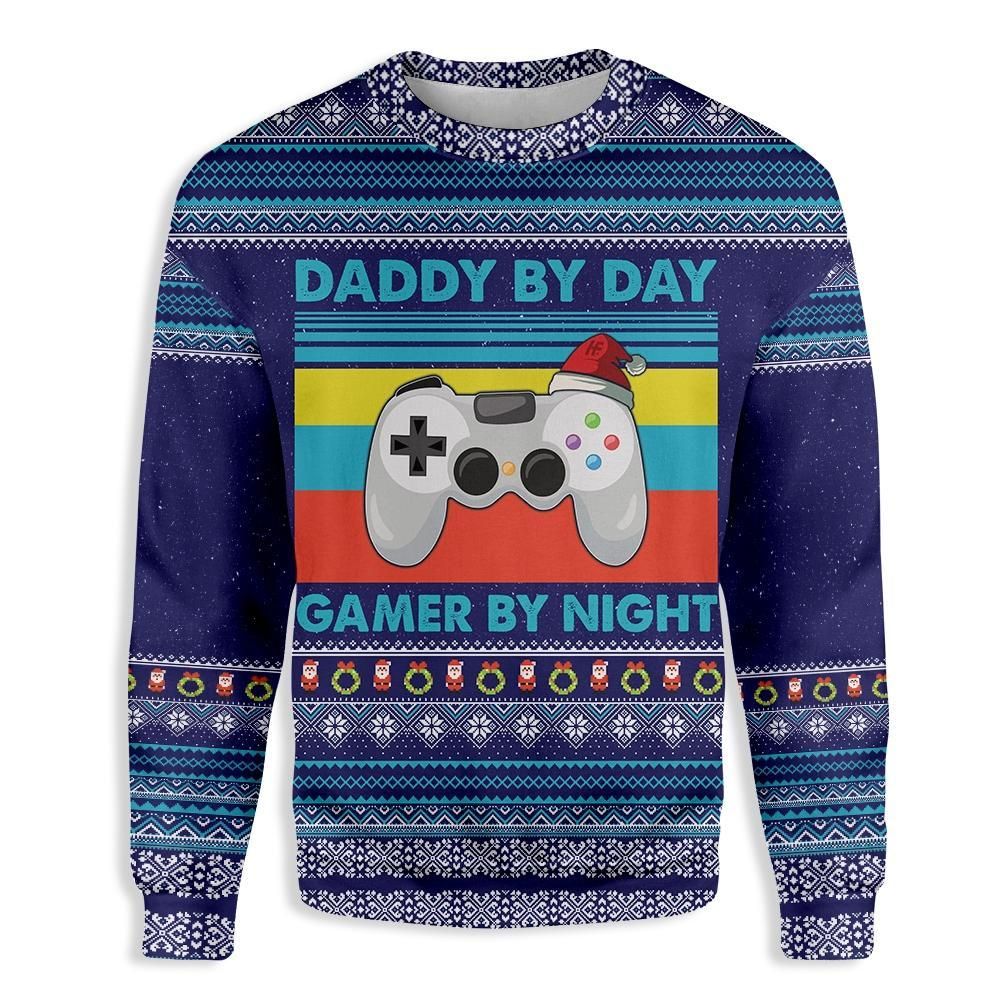 Ugly Christmas Daddy By Day Gamer By Night EZ12 0710 All Over Print Sweatshirt