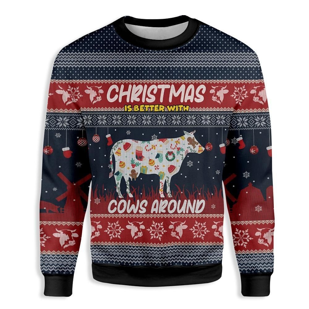 Chrismas Is Better With Cows Around Farmer EZ23 0710 All Over Print Sweatshirt