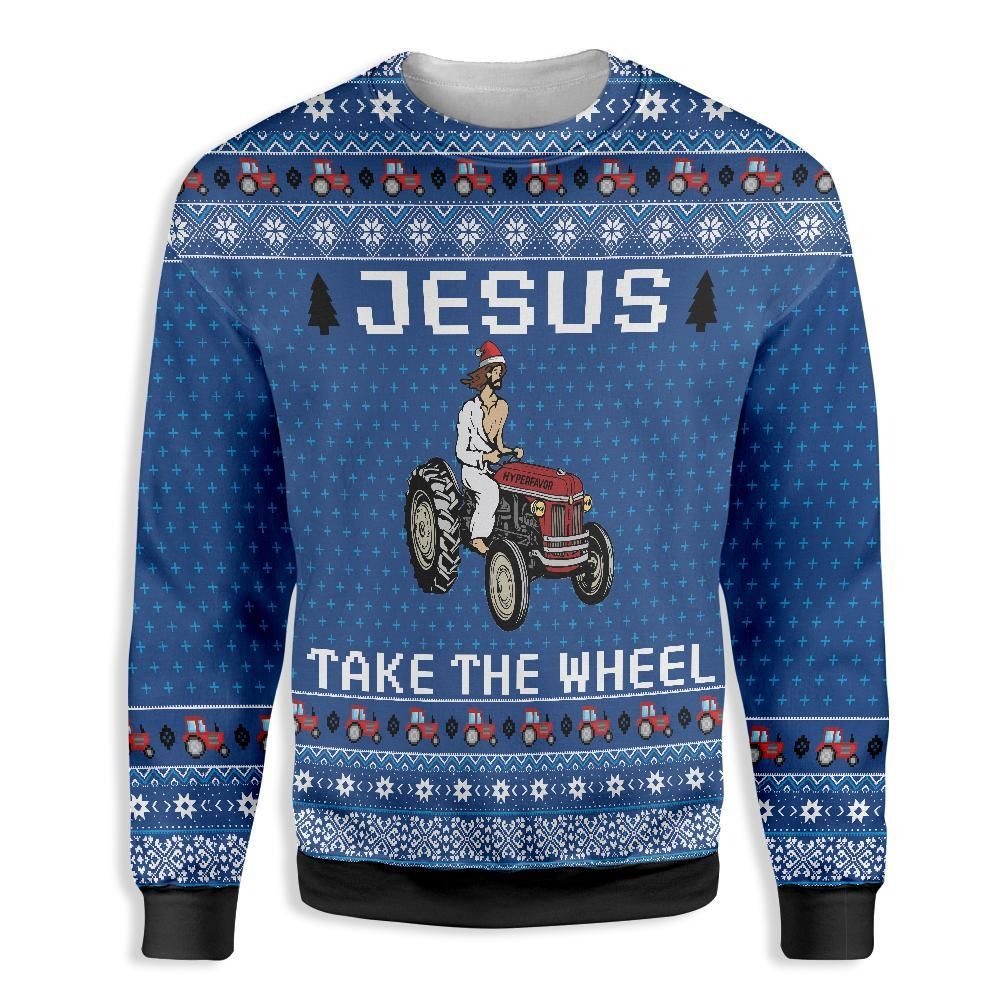 Tractor Jesus Take The Wheel Farmer EZ23 0610 All Over Print Sweatshirt