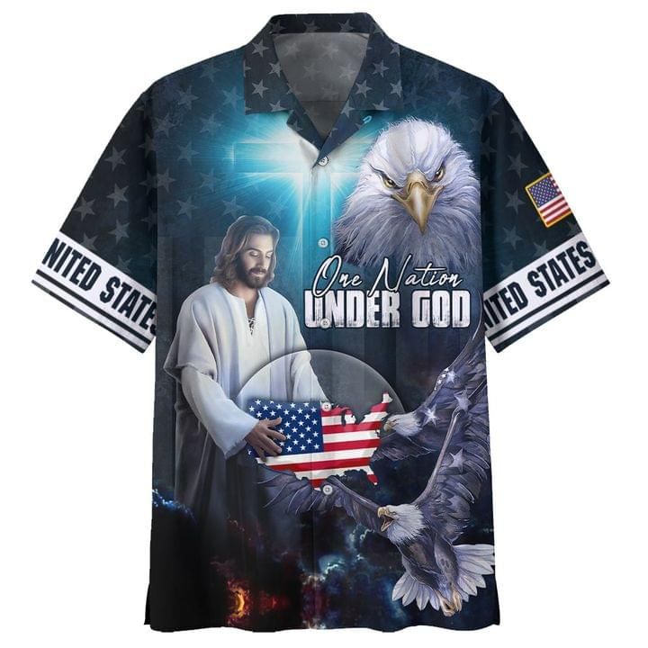 Christian Eagle Hawaiian Shirt One Nation Under God