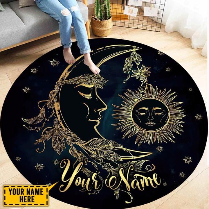 Personalized Native Moon & Sun Round Carpet