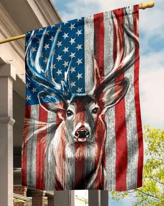 Deer Hunting American Flag