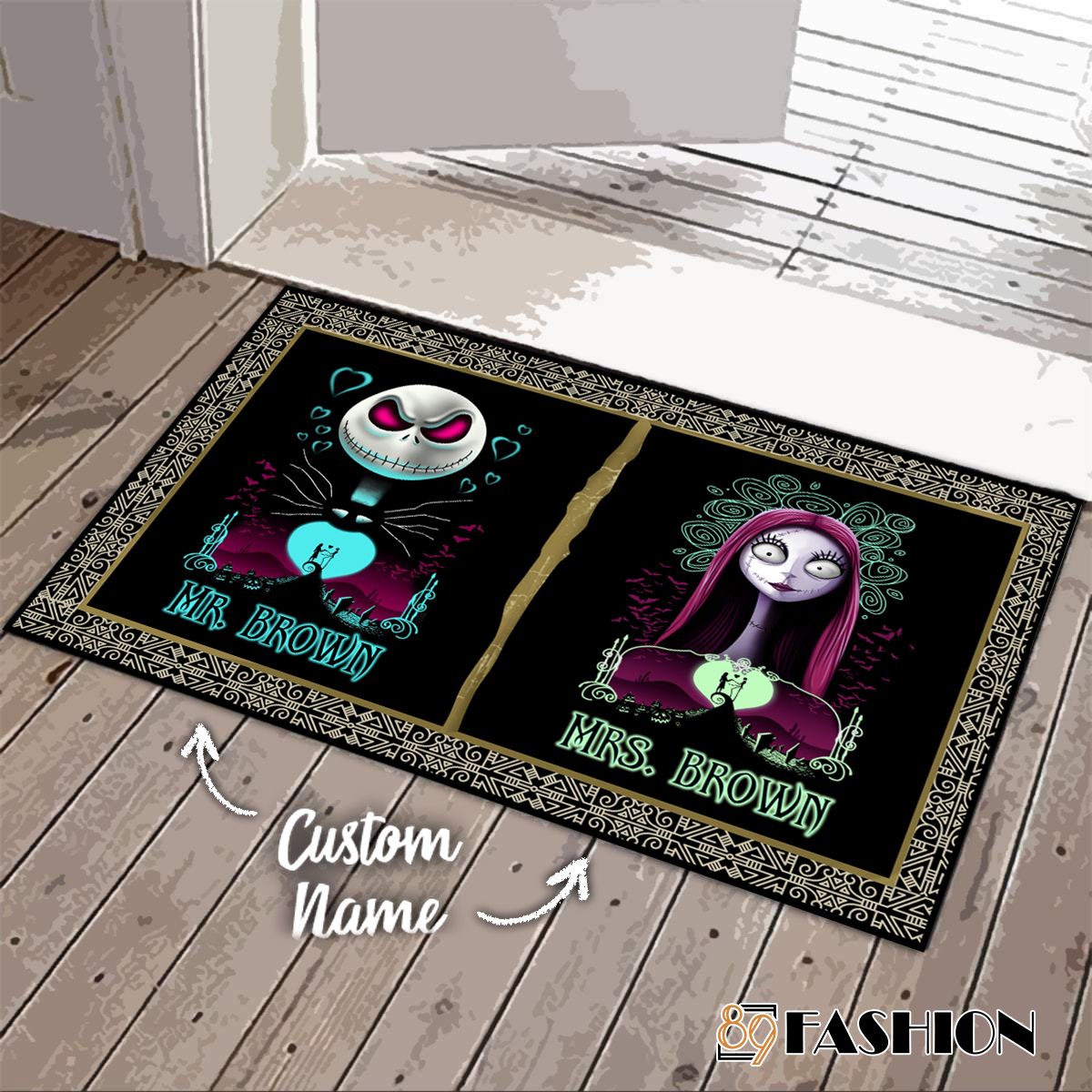Personalized Jack And Sally Custom Name Couple Doormat PANDM0020