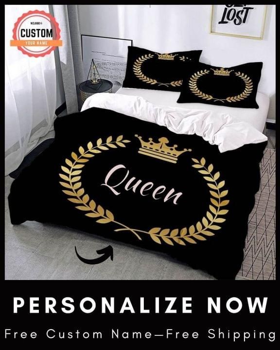 Personalized Queen Black Bedding Set