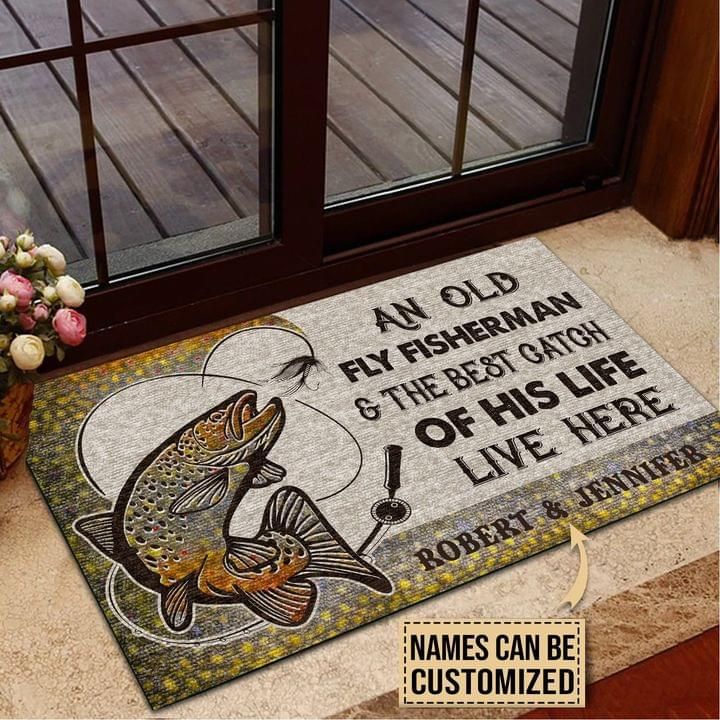 Personalized Gift For Couple Fisherman Door Mat An Old Fly Fisherman
