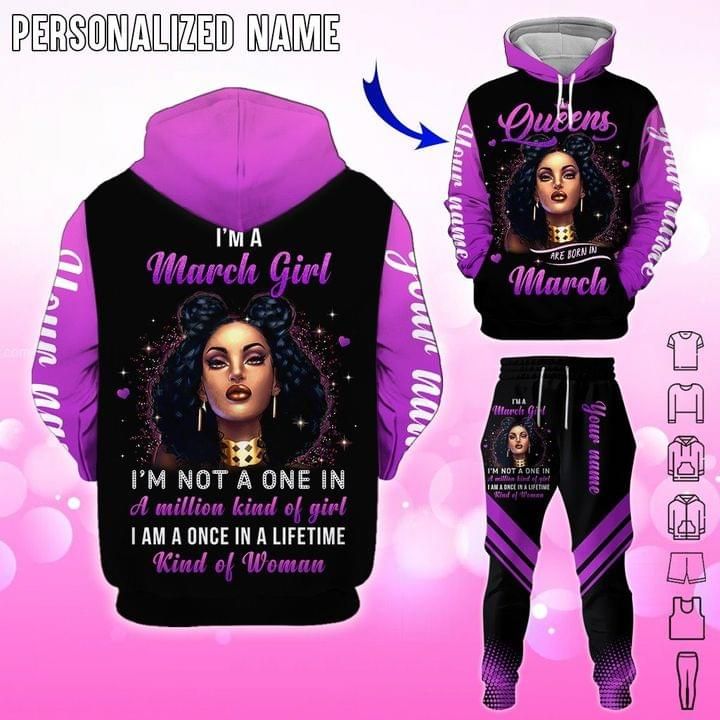 Personalized Beautiful Girl Purple Hoodie And Long Pants I Am A Once In A Lifetime Kind Of Woman