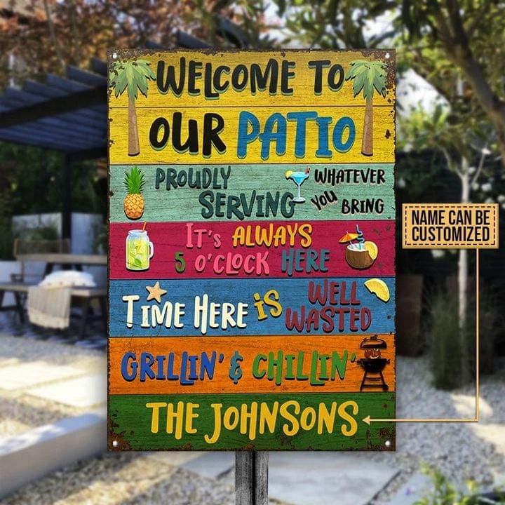 Personalized Party Metal Sign Welcome To Our Patio