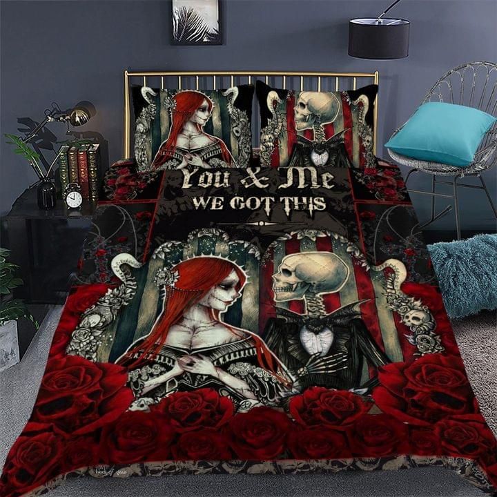 Gift For Couple Skull Rose Bedding Set You And Me We Got This