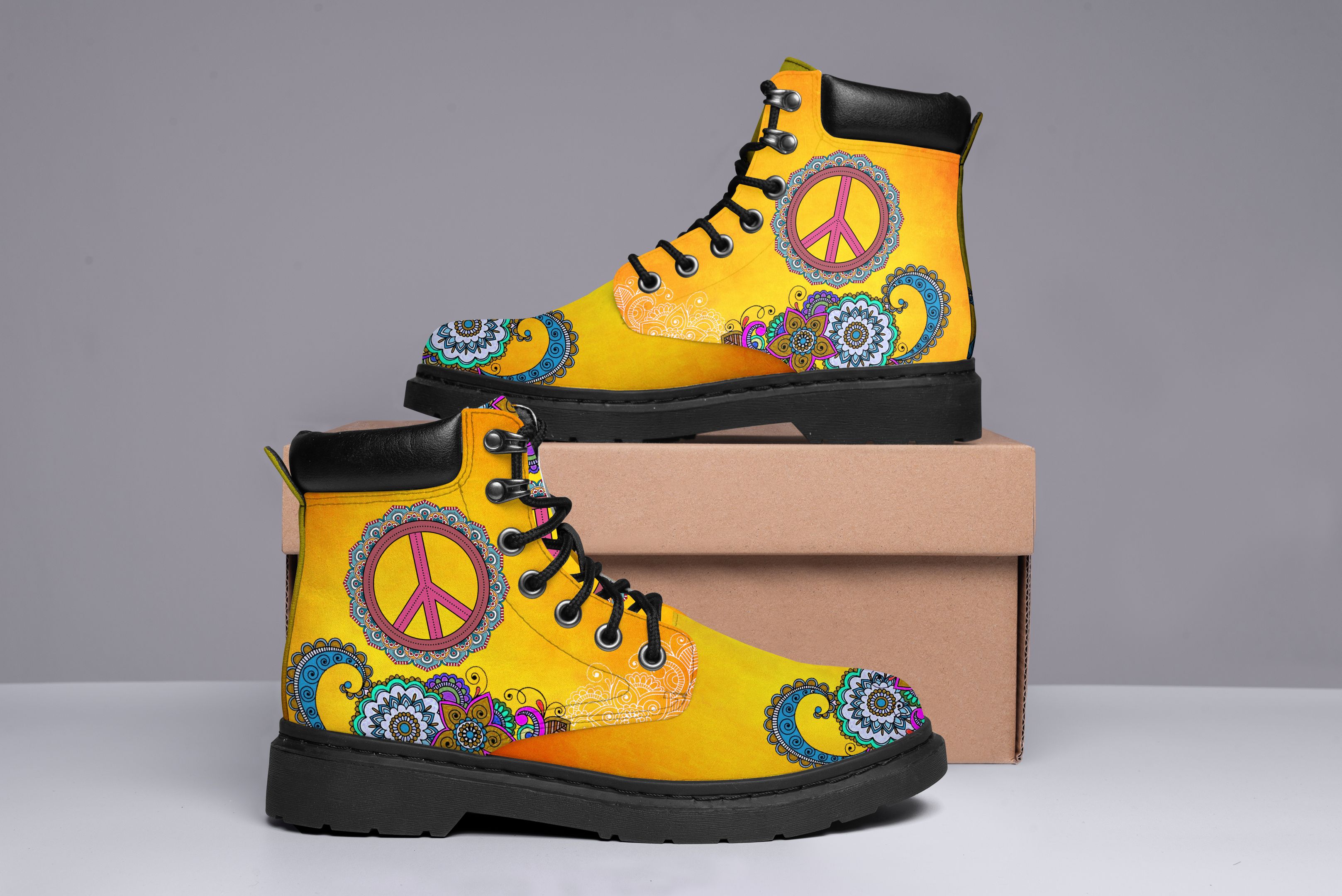 Floral Hippie Multicolor Classic Boots Shoes