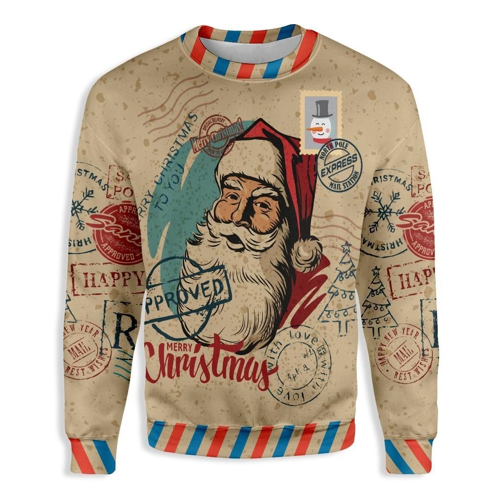 Santa Claus Vintage Postcard Christmas EZ20 1910 All Over Print Sweatshirt