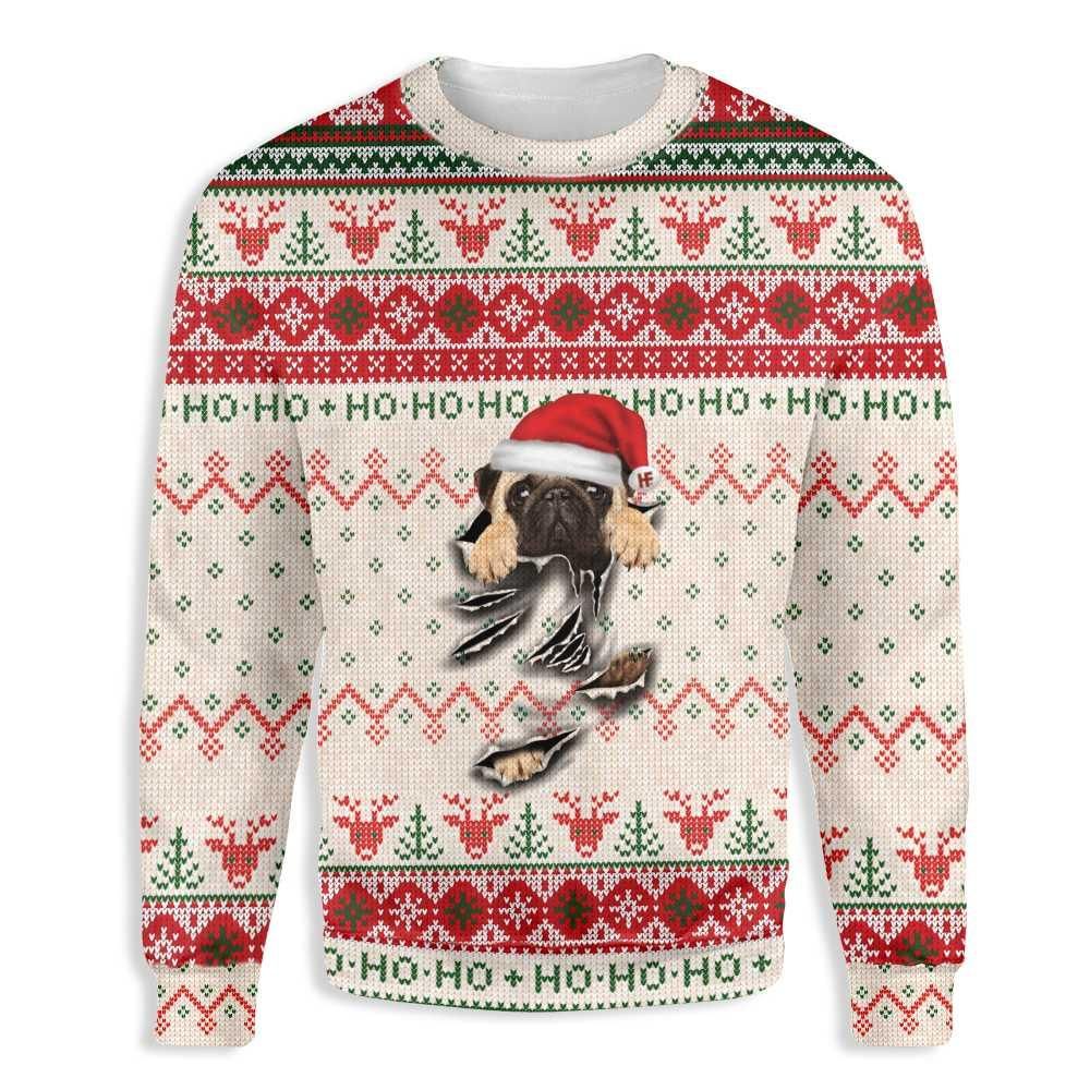 Ugly Christmas Pug Scratch EZ12 1510 All Over Print Sweatshirt