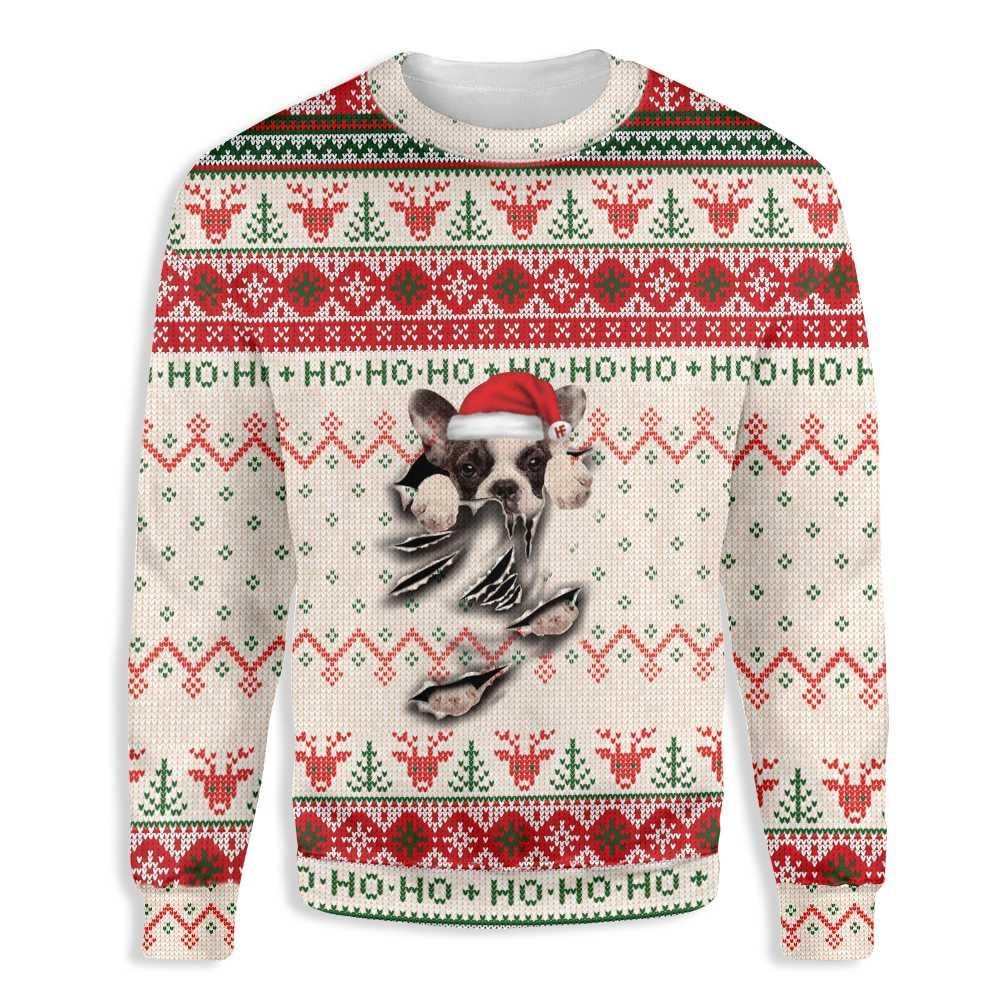Ugly Christmas French Bulldog Scratch EZ12 1510 All Over Print Sweatshirt