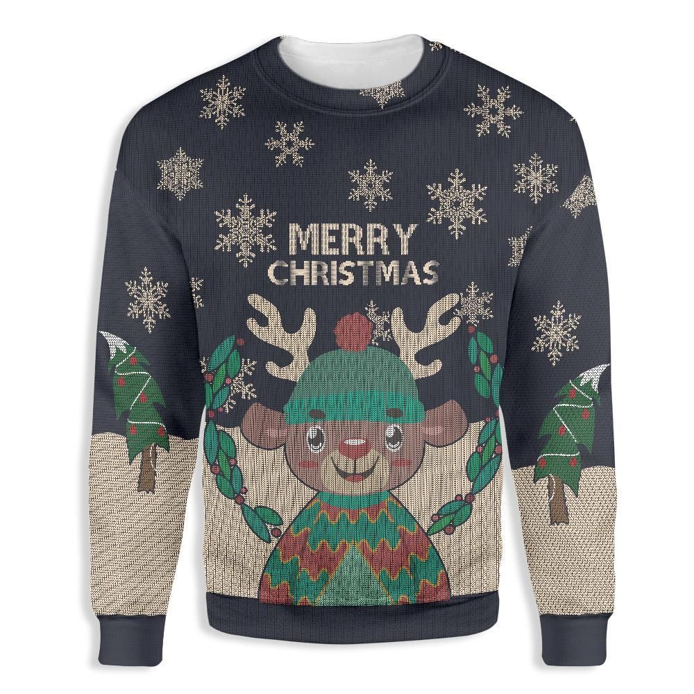Reindeer Merry Christmas EZ22 0810 All Over Print Sweatshirt