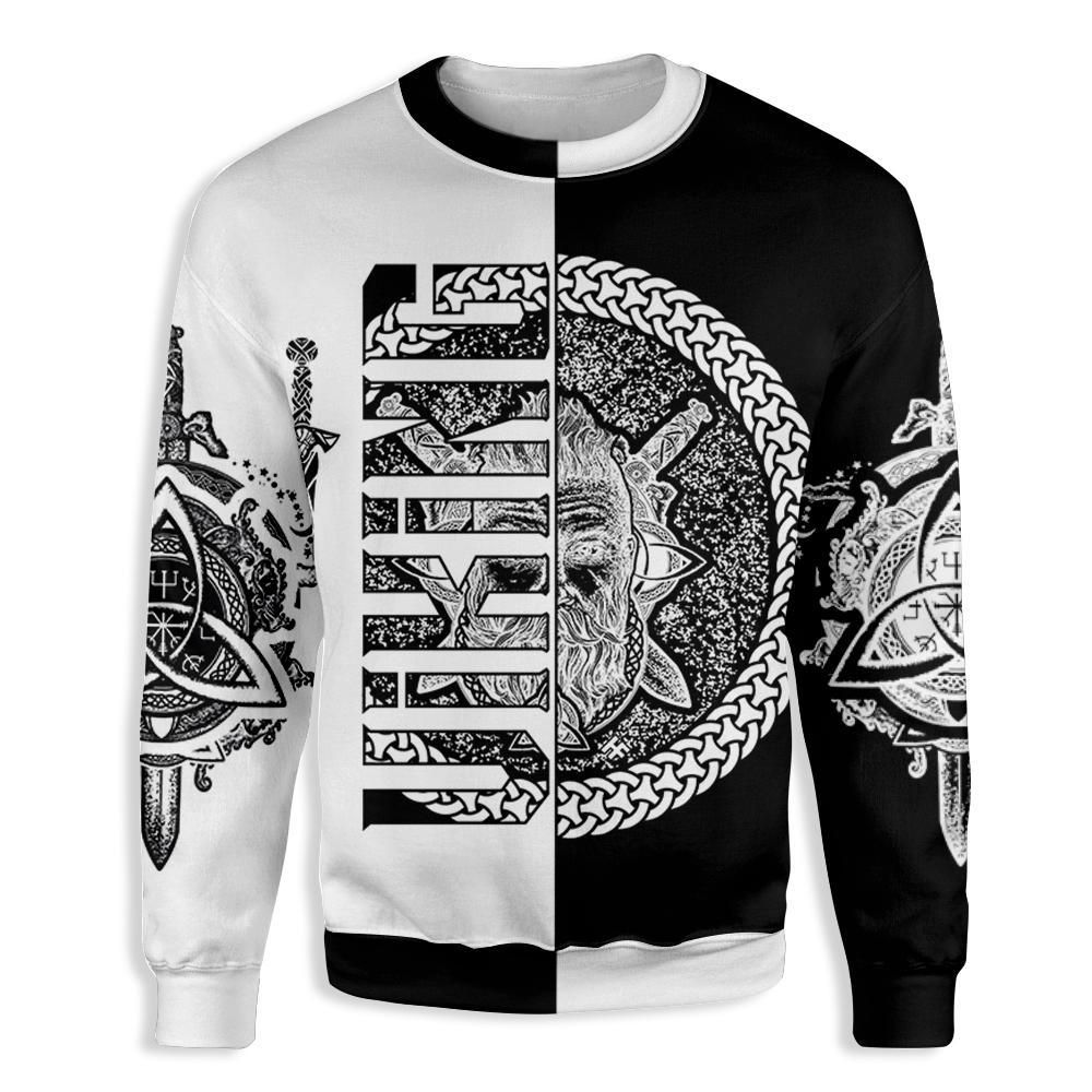 Viking Warrior Black And White EZ06 2710 All Over Print Sweatshirt