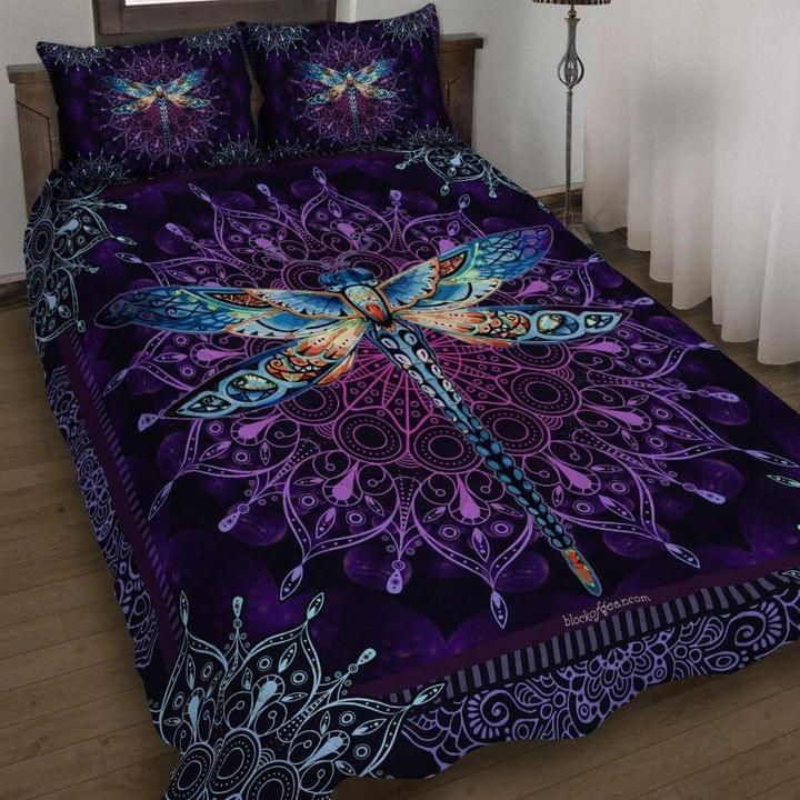 Purple Dragonfly Pattern Bedding Set