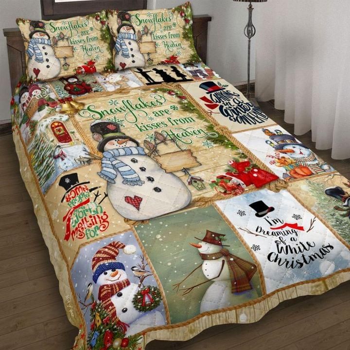 Snowman Merry Christmas Quilt Set Snowflakes Are Kisses Fromm Heaven