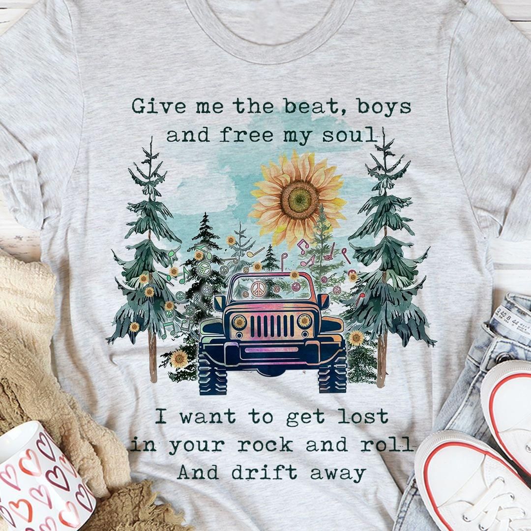Jeep Truck Sunflower Camping T-shirt Give Me The Beat