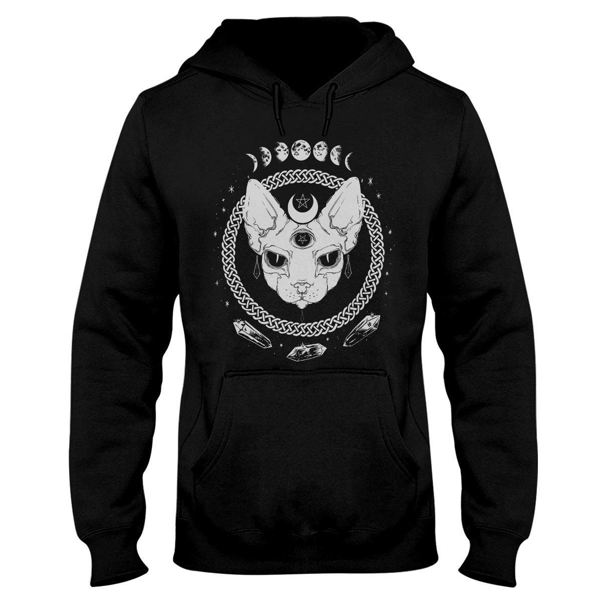 Witch Wicca Moon Phase Crystal Sphynx Cat EZ20 1809 Hoodie PAN2HD0067