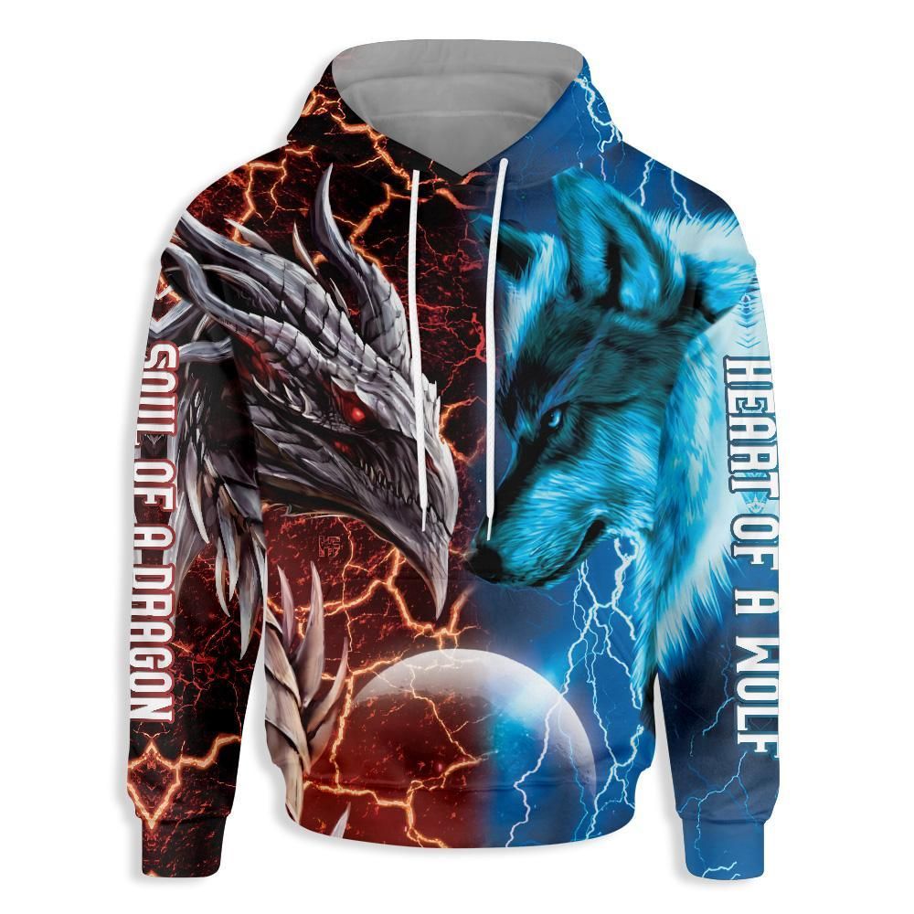 Heart Of A Wolf Soul Of A Dragon EZ05 0510 All Over Print Hoodie