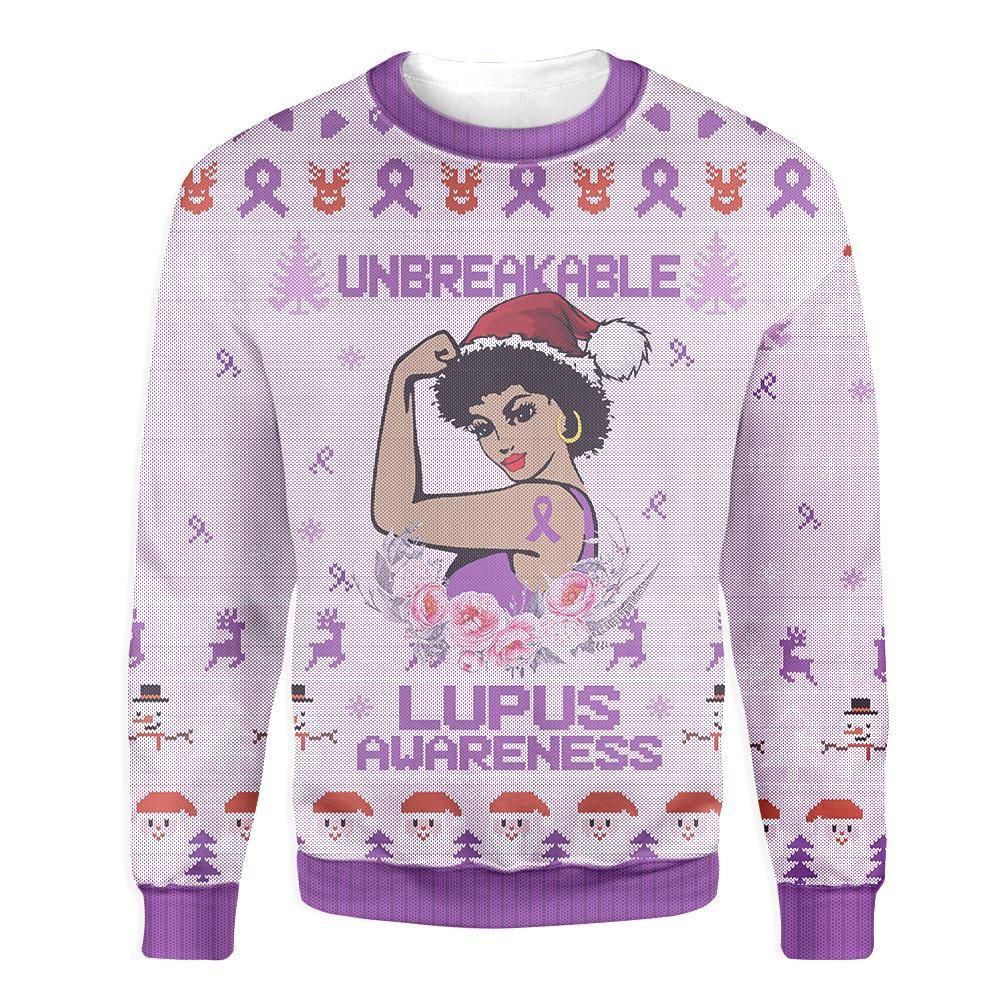 Lupus Awareness Unbreakable Afro Xmas EZ01 1910 All Over Print Sweatshirt