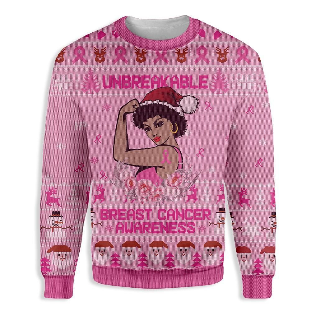 Breast Cancer Awareness Unbreakable Afro Xmas EZ01 1610 All Over Print Sweatshirt