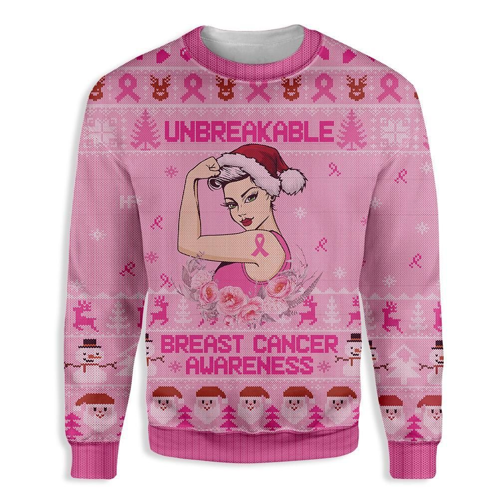 Breast Cancer Awareness Unbreakable Xmas EZ01 1610 All Over Print Sweatshirt
