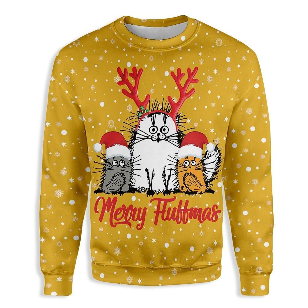 Cat Merry Fluffmas EZ25 1010 All Over Print Sweatshirt