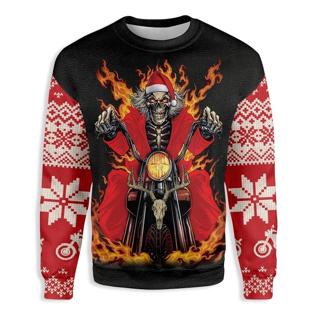 Santa Skeleton Driving Christmas EZ24 1010 All Over Print Sweatshirt