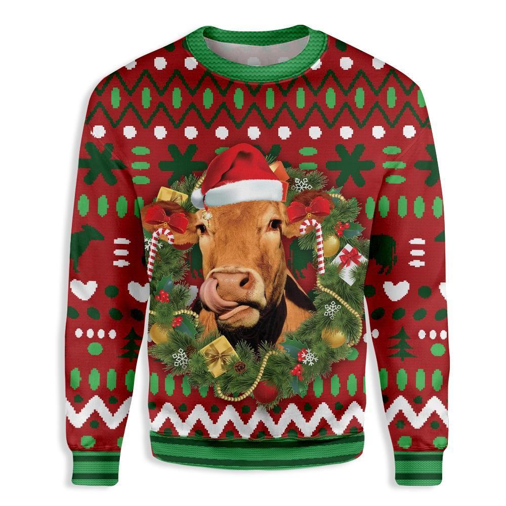 Christmas Cow Farmer EZ23 0910 All Over Print Sweatshirt