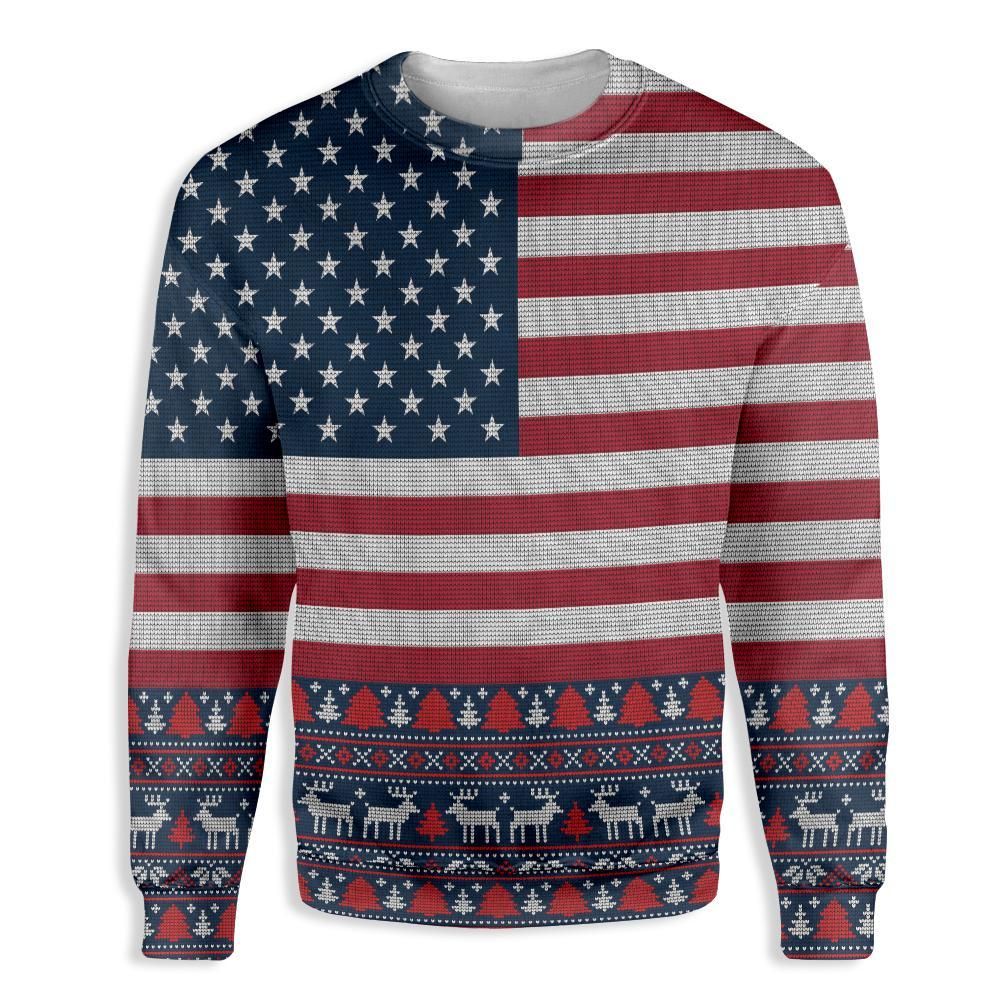 American Flag Ugly Pattern Christmas EZ20 0910 All Over Print Sweatshirt