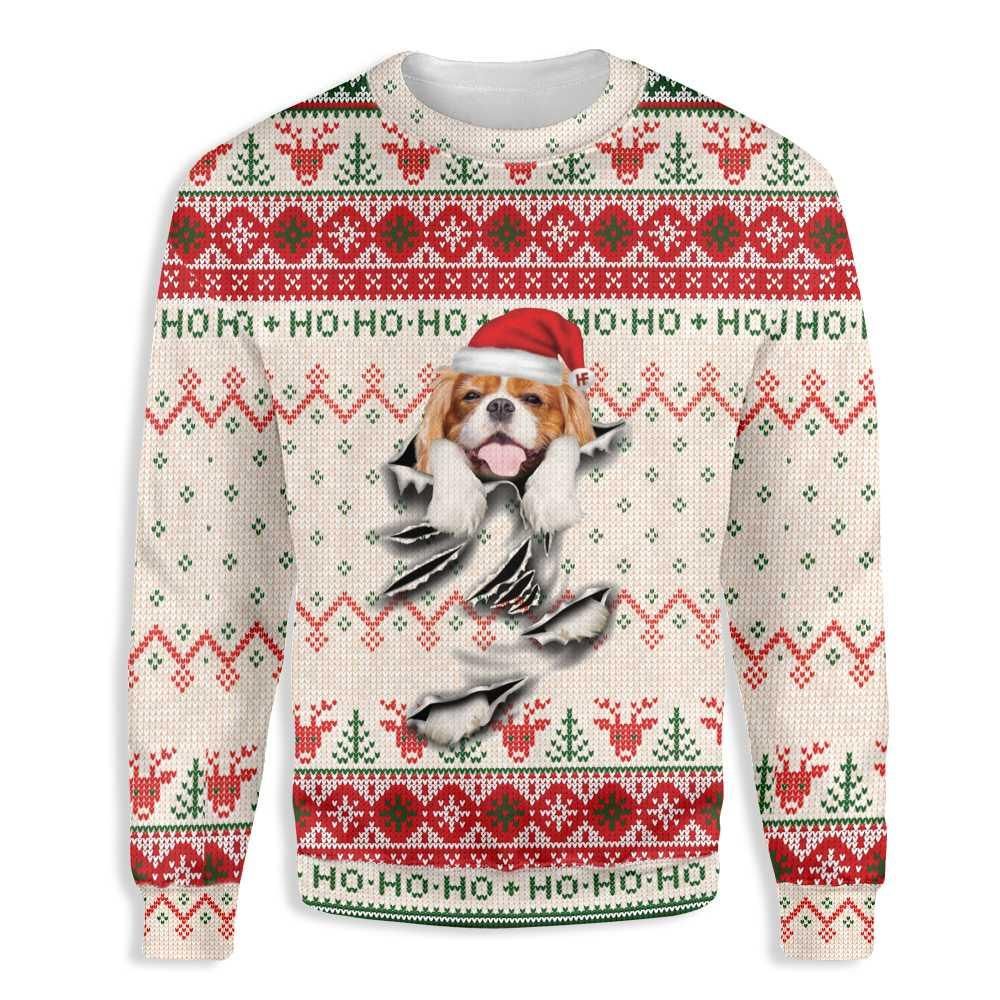 Ugly Christmas Cavalier King Charles Spaniel Scratch EZ12 1410 All Over Print Sweatshirt