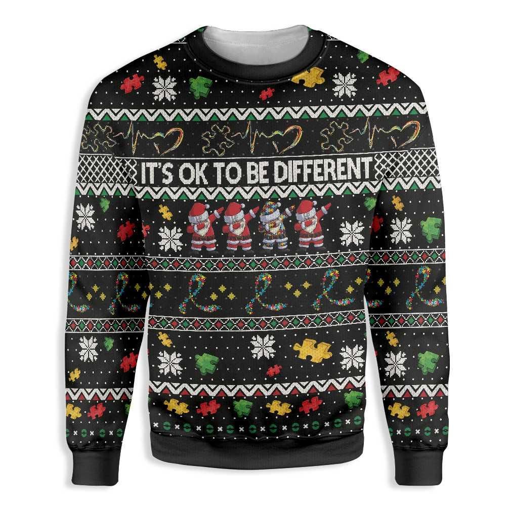 IT'S OK TO BE DIFFERENT AUTISM CHRISTMAS SWEATER All Over Print Sweatshirt PANWS0062
