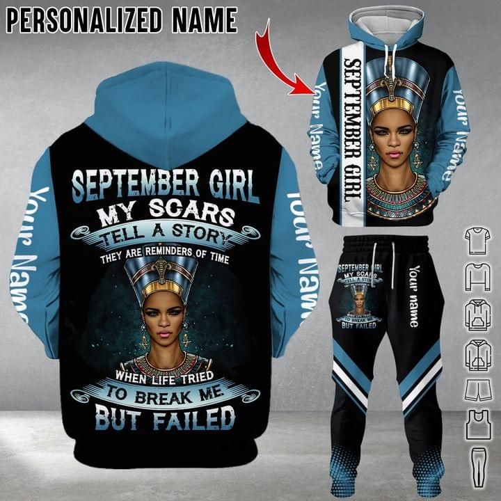Personalized Egyptian Queen September Girl Hoodie And Long Pants PAN3DSET0216