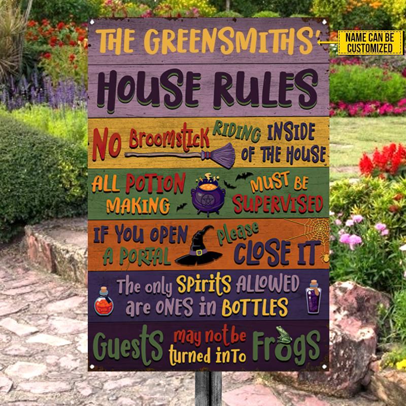 Personalized Witch Metal Sign House Rules