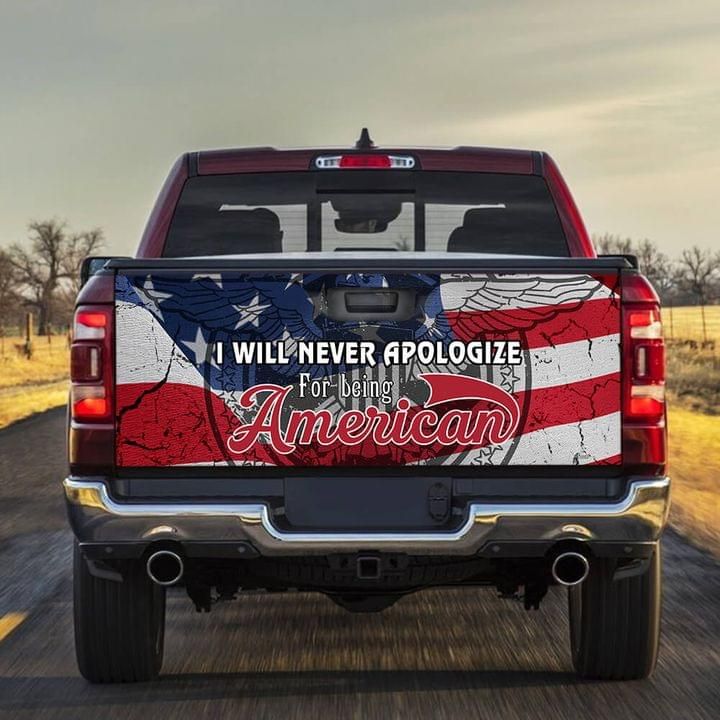 American Eagle Truck Decal Sticker I Will Never Apologize For Being American