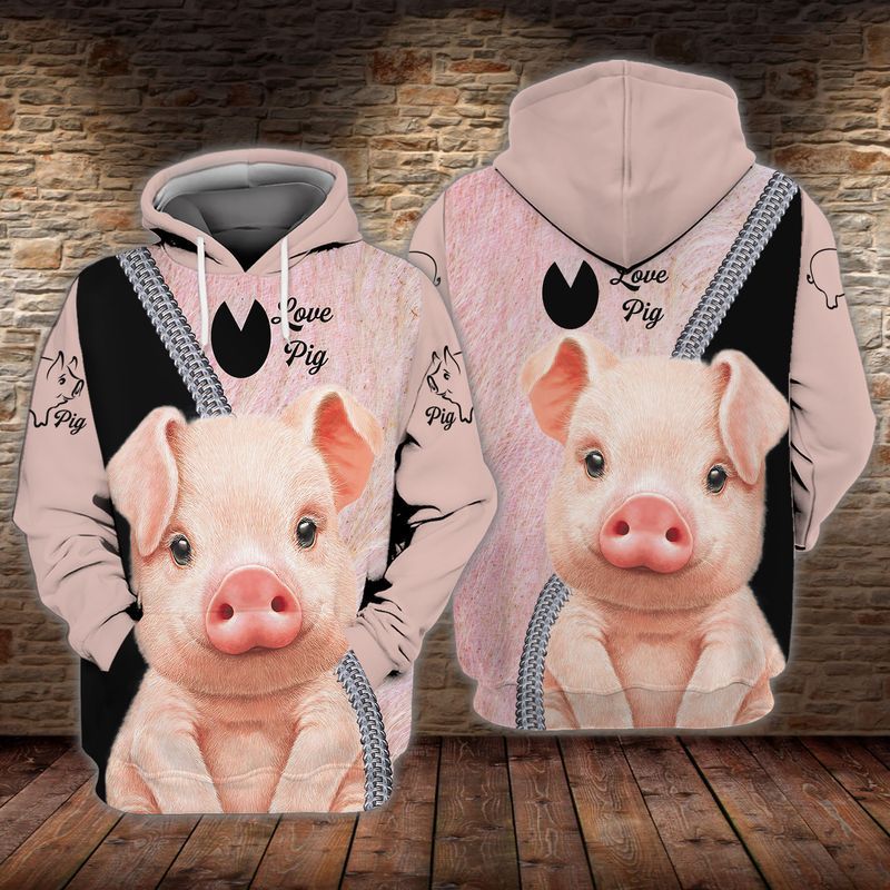 Pig 3D Hoodie Love Pig