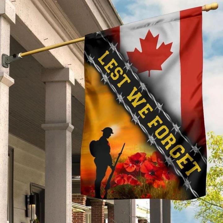 Veteran Poppy Canada House Flag Lest We Forget