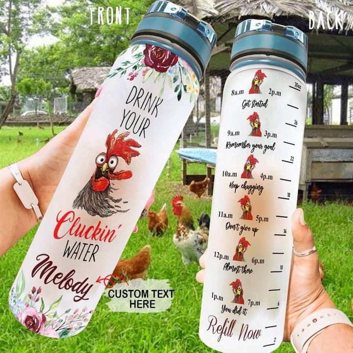 Personalized Hen Water Bottle Drink Your Clucking Water