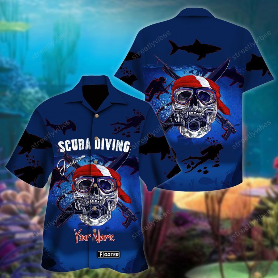 Personalized Scuba Diving Skull Hawaiian Shirt