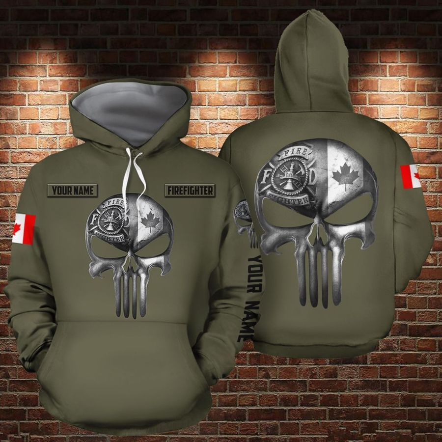 Personalized Firefighter Canadian 3D Hoodie Fire Mask