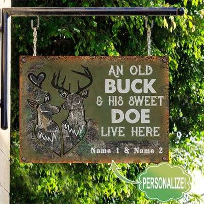 Personalized Gift For Couple Buck And Doe Yardsign