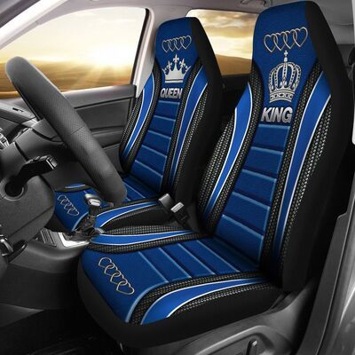 King Crown Blue Car Seat Covers PANCSC0076