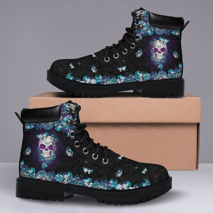 Skull Butterfly Rose Classic Boots