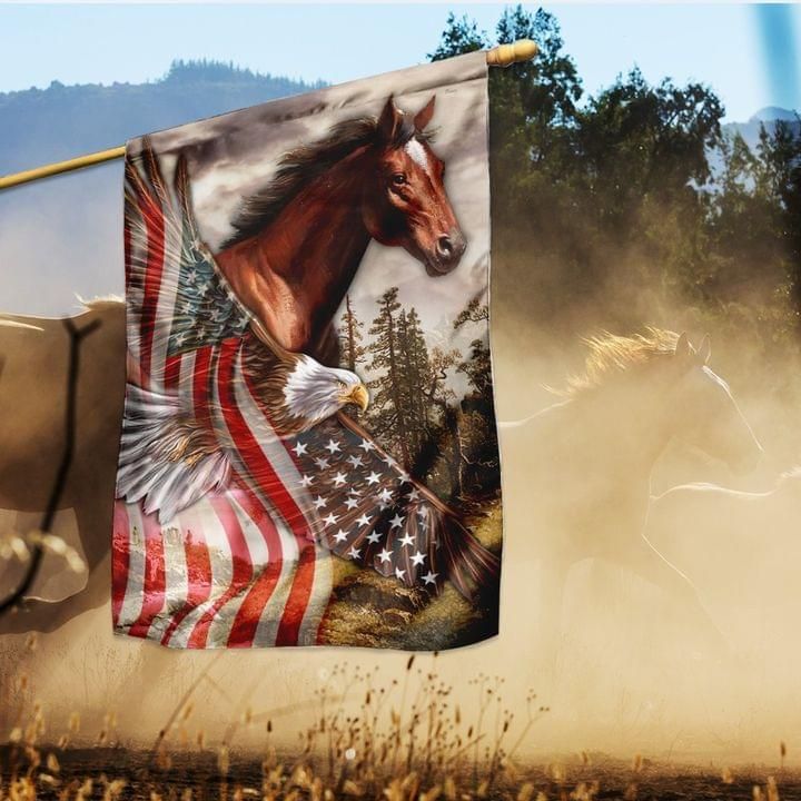 Horse Eagle American House Flag